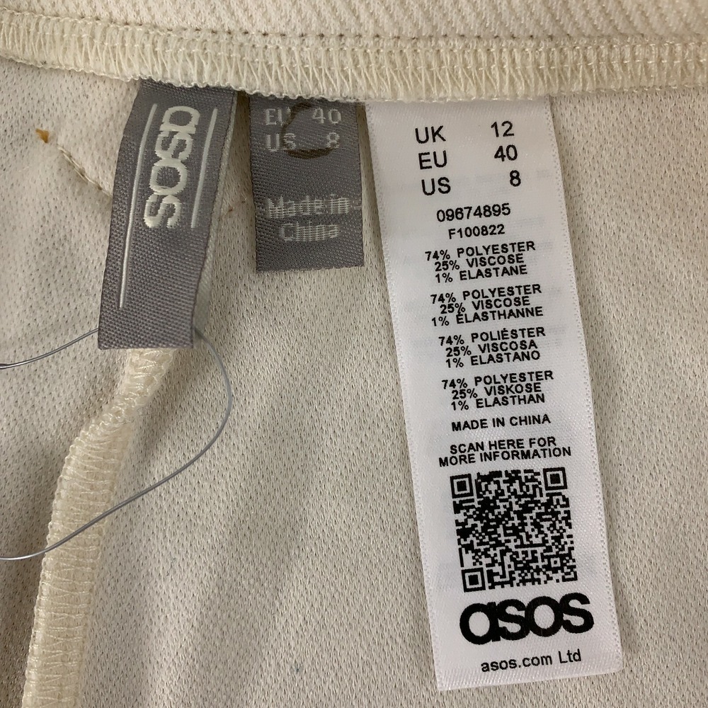 ASOS Design Womens Size 8 Cream Brown Top Stitch Jersey Twill Clean Peg Pant NWT - Picture 2 of 8